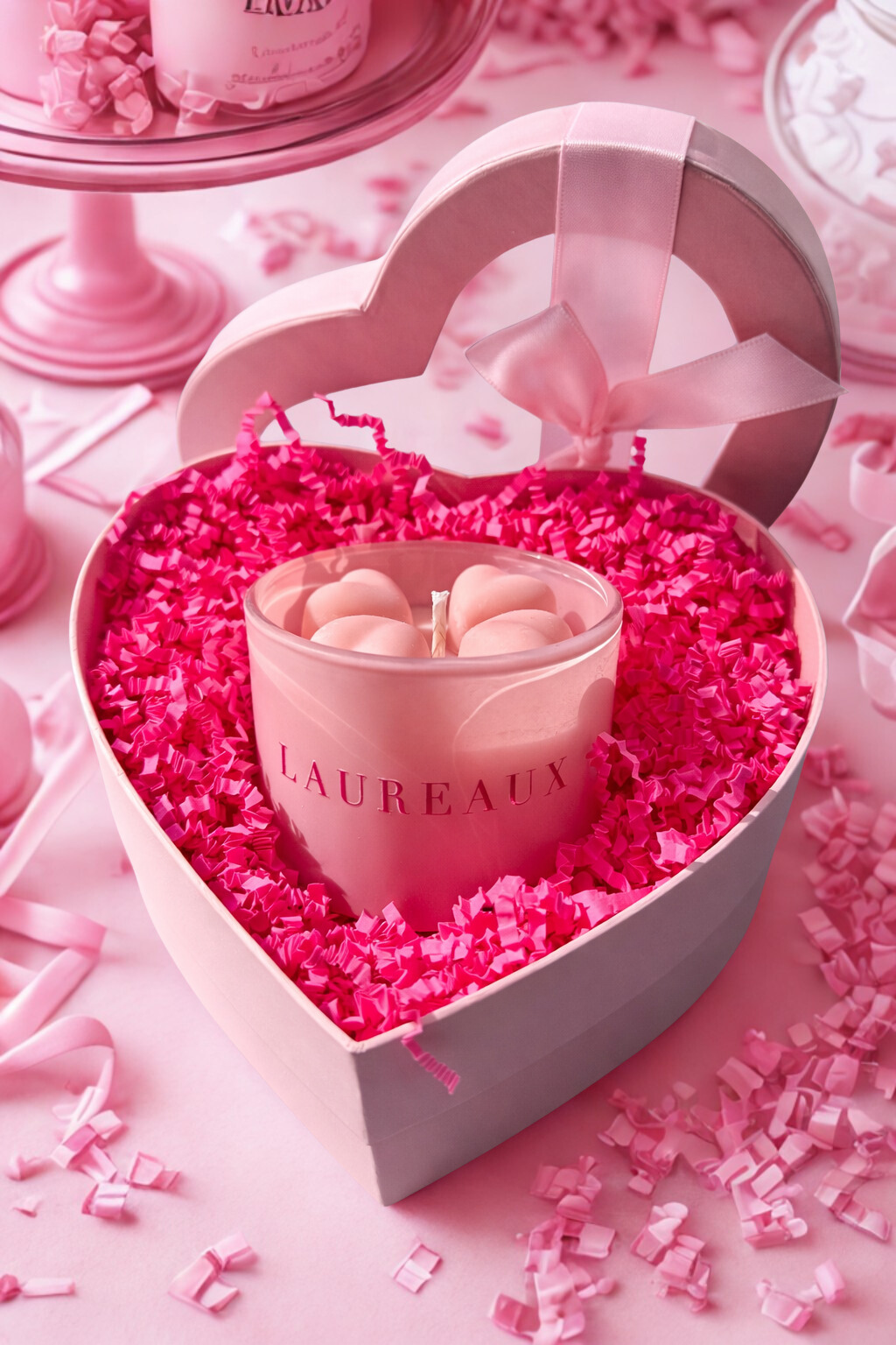 Limited Edition Valentine's Day 4oz Pink Heart Shimmer Candle - Bisou Vanille