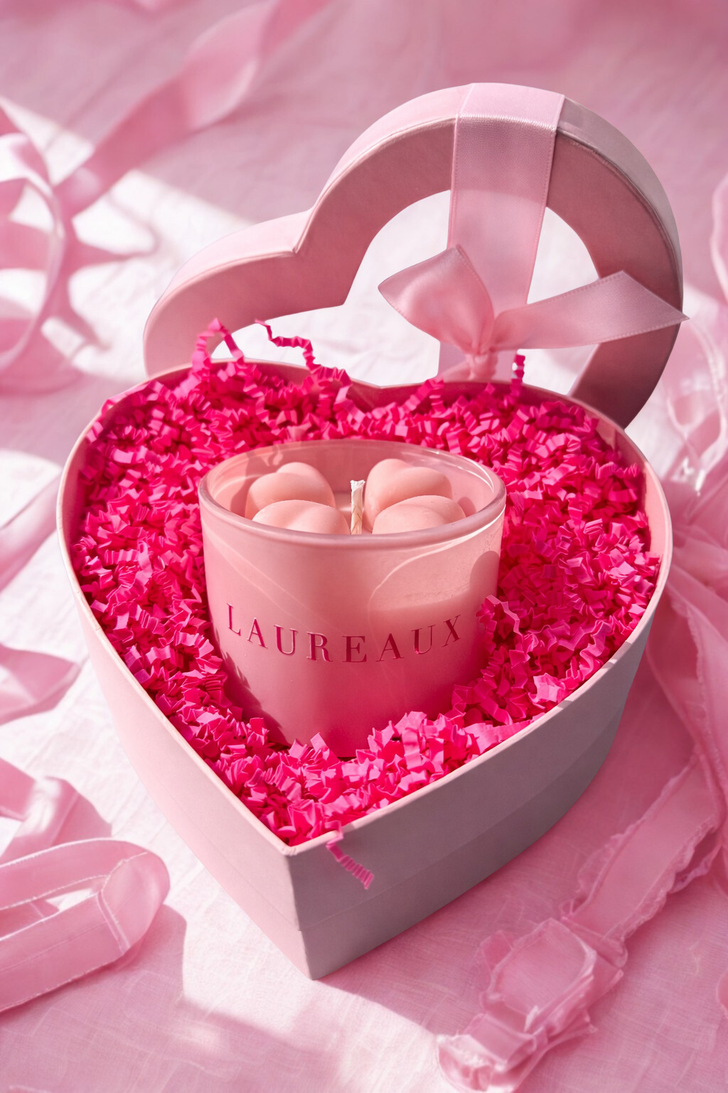 Limited Edition Valentine's Day 7oz Pink Heart Shimmer Candle - Bisou Vanille